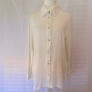 Madeleine Women's Ivory Button Up Long Sleeve Blouse Medium Minimalist Corpcore